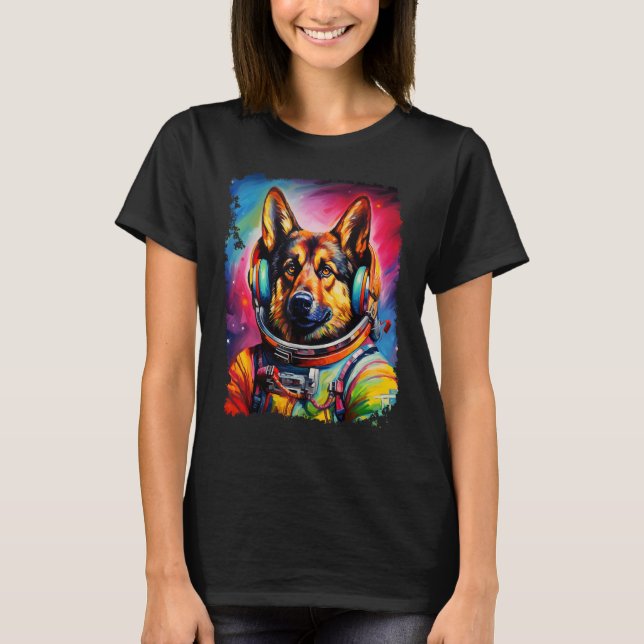 T-shirt Drôle de berger allemand espace (Devant)
