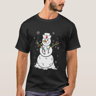 T-shirt Drôle de Bonhomme de Neige Infirmière Scrub Noël P