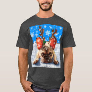 T-shirt Drôle de bouledogue français Noël amateur de chien