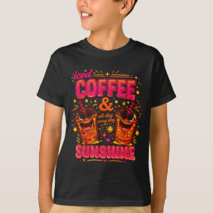 T-shirt Drôle de café glacé design soleil mignon rose oran