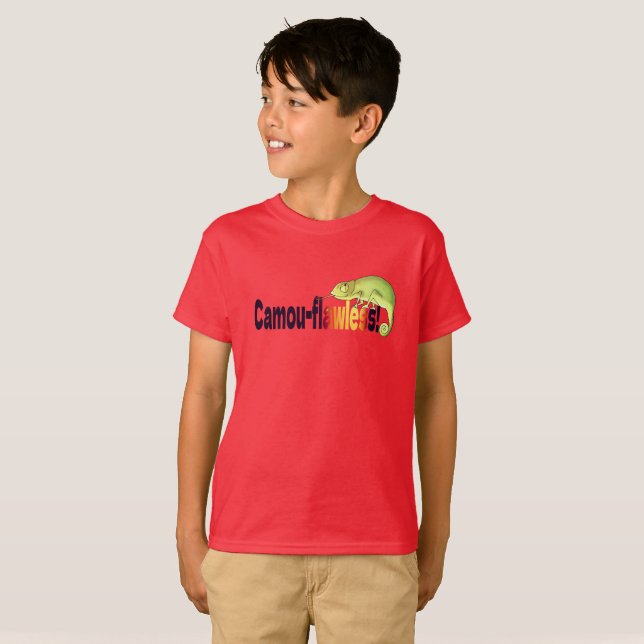 T-shirt Drôle de Camou-flawless Pun de Caméléon (Devant entier)