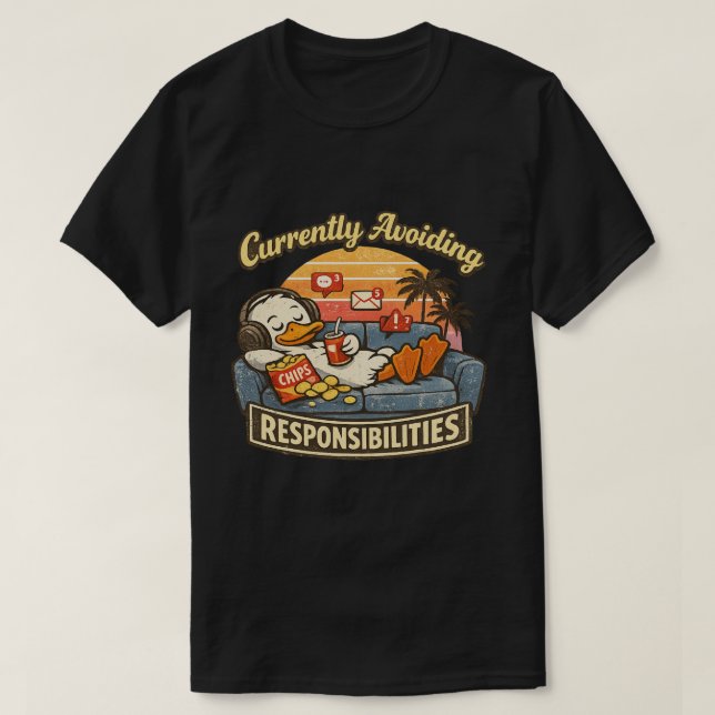 T-shirt drôle de canard évitant actuellement les r (Design devant)