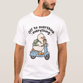 T-shirt drôle de canard sur scooter qui réfléchit