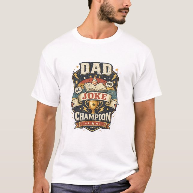 T-shirt drôle de champion de blagues de papa vinta (Devant)