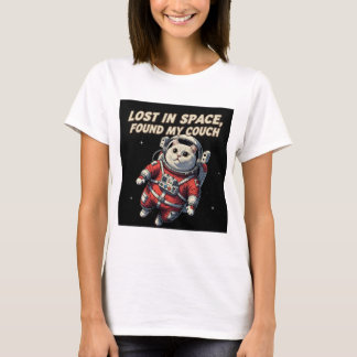 T-shirt drôle de chat astronaute : Perdu dans l'es