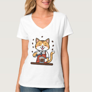 T-shirt drôle de chat barista
