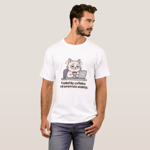 T-shirt drôle de chat caféiné pour l'épuisement pr