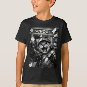 T-shirt Drôle de Chat Chevalier Retour à l'École Mignon Mé