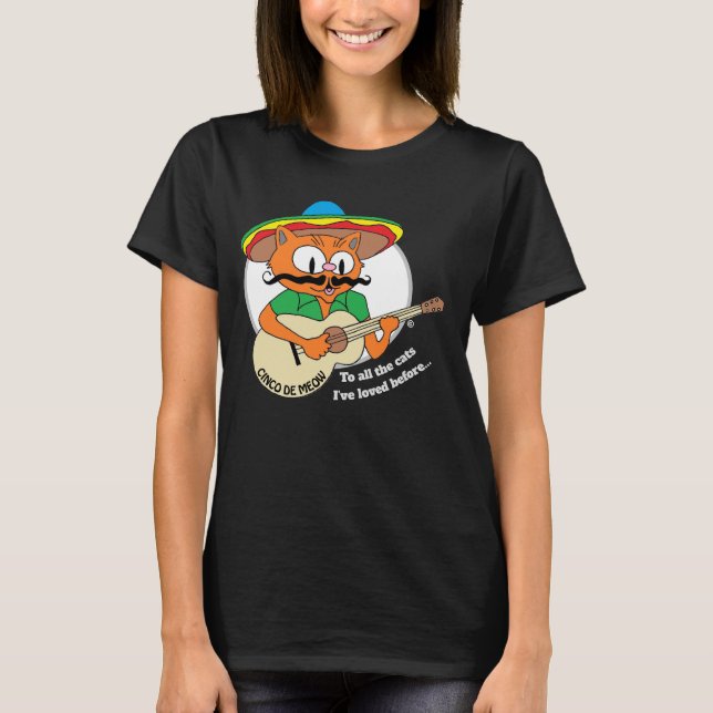 T-shirt drôle de chat de dessin animé Cinco De May (Devant)