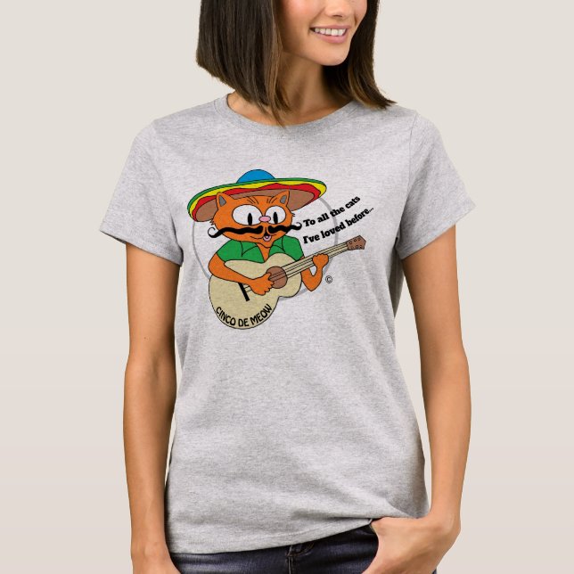 T-shirt drôle de chat de dessin animé Cinco De May (Devant)