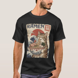 T-shirt Drôle de chat de ramen japonais Kawaii Ukiyo Art v