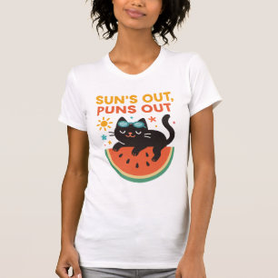 T-shirt drôle de chat d'été – "Soleil en vue, jeux