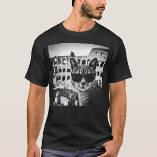T-shirt Drôle de chat d'Italie portant des lunettes de sol