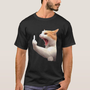 T-shirt drôle de chat en colère avec le majeur pou
