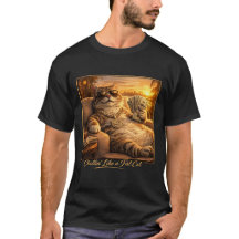T-shirt drôle de chat gras qui se détend comme un 