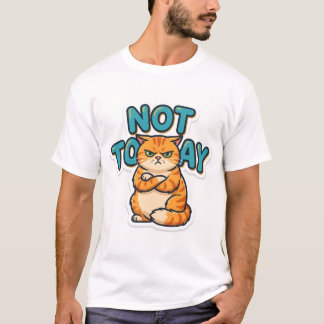 T-shirt drôle de chat grincheux Pas aujourd'hui
