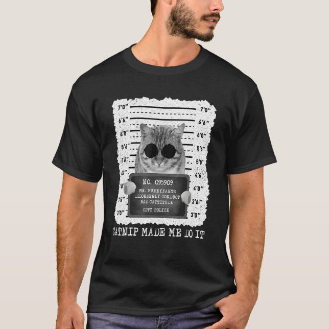 T-shirt drôle de chat : l'herbe à chat m'a fait fa (Devant)
