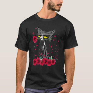 T-shirt drôle de chat Meh Joyeuse Saint-Valentin F