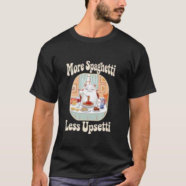 T-shirt Drôle de chat mignon disant plus de spaghetti moin (Devant)