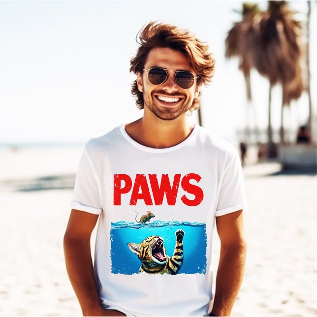 T-shirt drôle de chat PATTE parodie de Jaws (Créateur téléchargé)