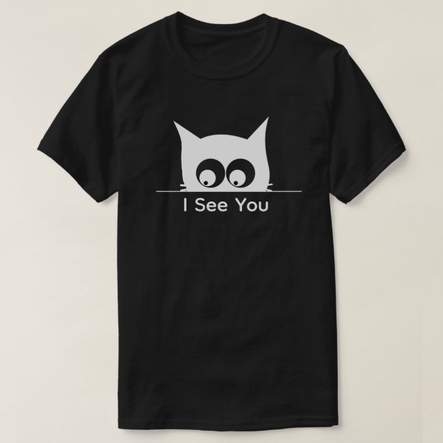 T-shirt Drôle de chat qui vous regarde mignon minimalisme (Design devant)
