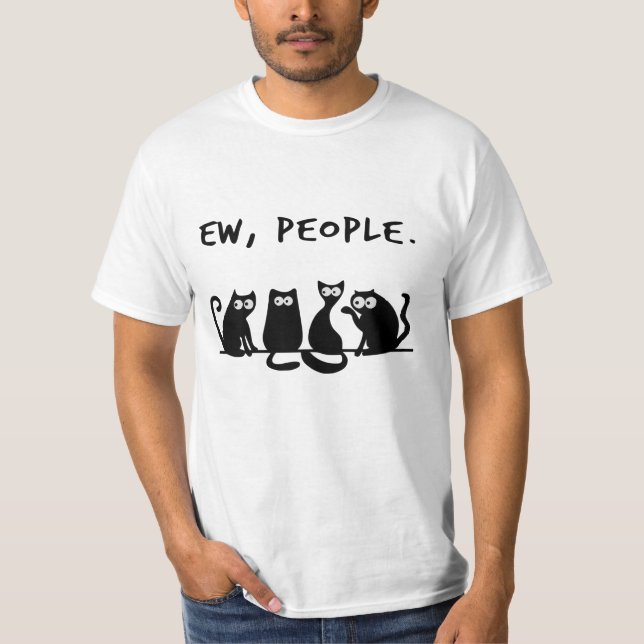 T-shirt drôle de chats noirs Meowy Ew People (Devant)