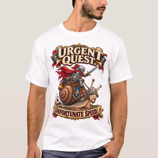 T-shirt drôle de Chevalier Escargot Médiéval | Quê (Devant)