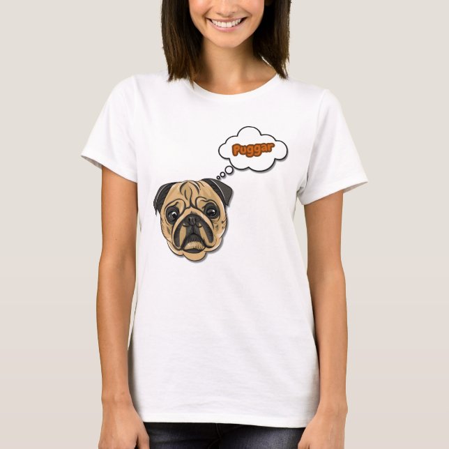 T-shirt drôle de chien carlin avec nuage de pensée (Devant)