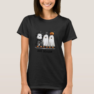 T-shirt Drôle de chien, chat et fantôme d'Halloween Costum