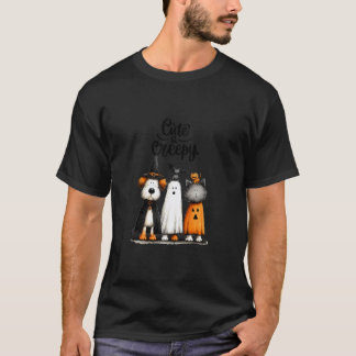 T-shirt Drôle de chien, chat et fantôme d'Halloween Costum
