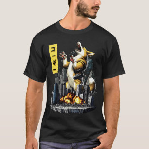 T-shirt Drôle de chien Corgi Kaiju Monstre Japonais