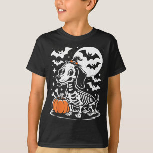 T-shirt Drôle de chien squelette d'Halloween os de chiot e