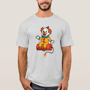 T-shirt Drôle de clown assis sur une dynamite fictive.