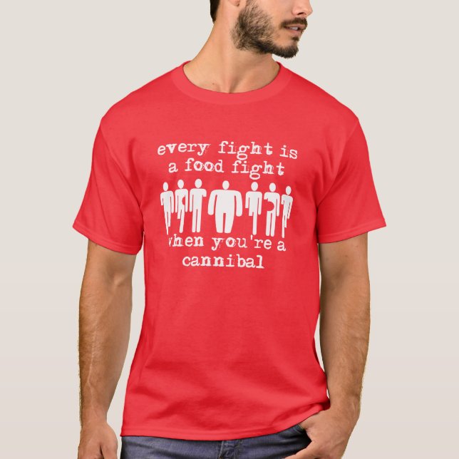 T-shirt drôle de combat de nourriture cannibale Hu (Devant)