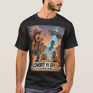 T-shirt drôle de cow-boy vs UFO Dachshund - Al de