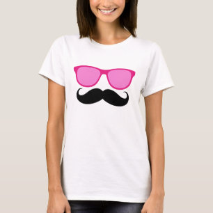T-shirt drôle de dames de moustache de lunettes d