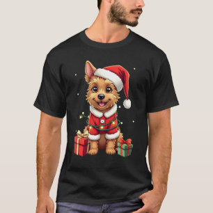 T-shirt Drôle de décor de Noël Père Noël Border Terrier Ch