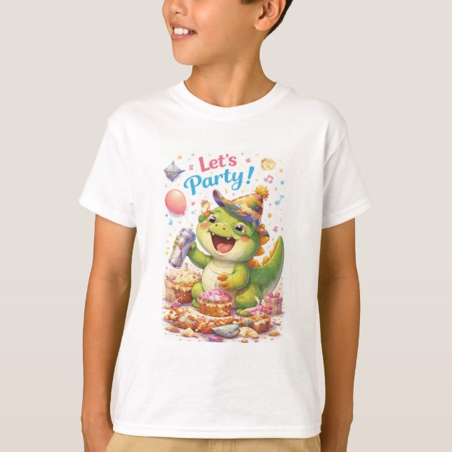 T-shirt drôle de dinosaure “Faisons la fête” – Jol (Devant)