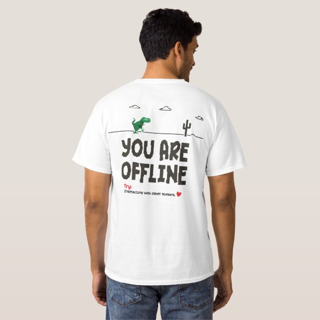 T-shirt drôle de dinosaure hors ligne (Dos entier)