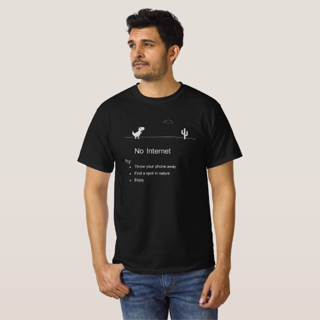 T-shirt drôle de dinosaure sans Internet hors lign (Devant entier)