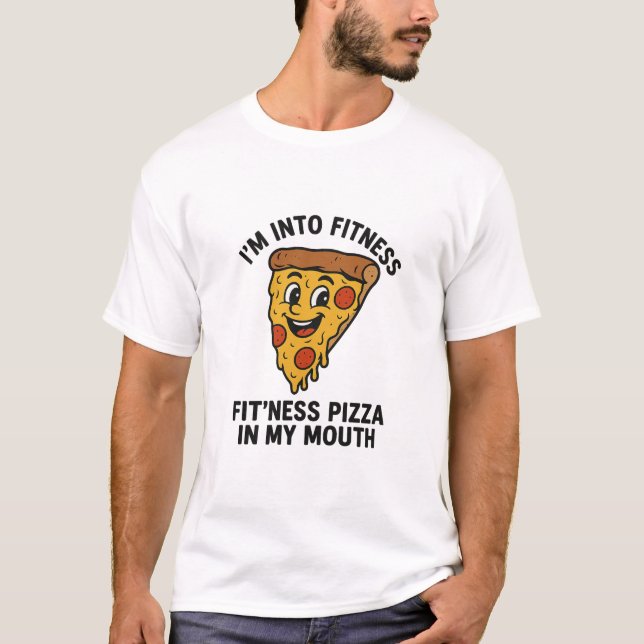 T-shirt drôle de fitness sur le thème de la pizza  (Devant)