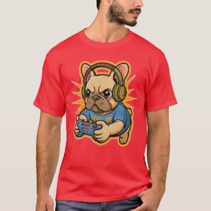 T-shirt Drôle de Frenchie Gamer Mignon Gamer Bouledogue Fr