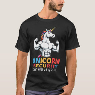 T-shirt Drôle de frère licorne Sécurité Ne plaisante pas a
