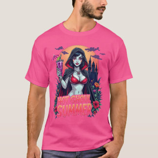 T-shirt Drôle de GHOUL ÉTÉ CHAUD Summerween Vibes Crème Gl