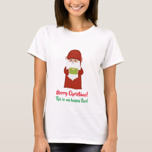 T-shirt Drôle de gnome de Noël laid vêtu de rouge sur fond