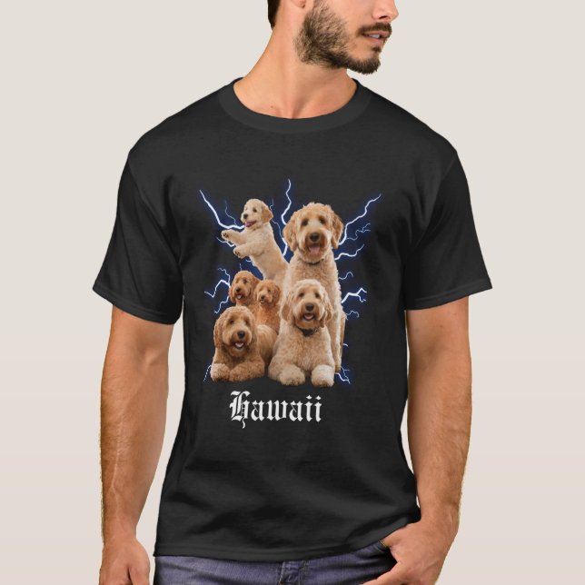 T-shirt Drôle de Golden Doodle Contrefaçon Hawaii (Devant)