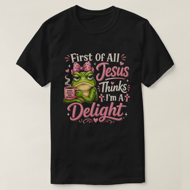 T-shirt drôle de grenouille café foi (Design devant)