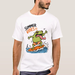 T-shirt drôle de grenouille de surf pour l'été