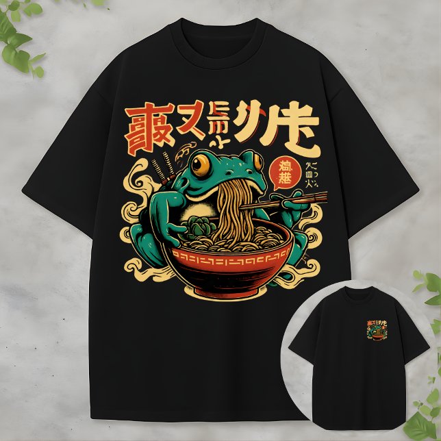 T-shirt drôle de grenouille mangeant des ramen, ar (Créateur téléchargé)