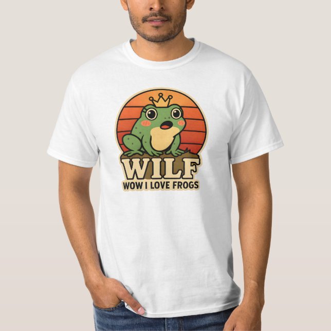 T-shirt drôle de grenouille – WILF Wow j'adore les (Devant)